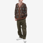 Patta Men's Flower Knitted Zip Cardigan in Chesnut And Dark Gull Grey