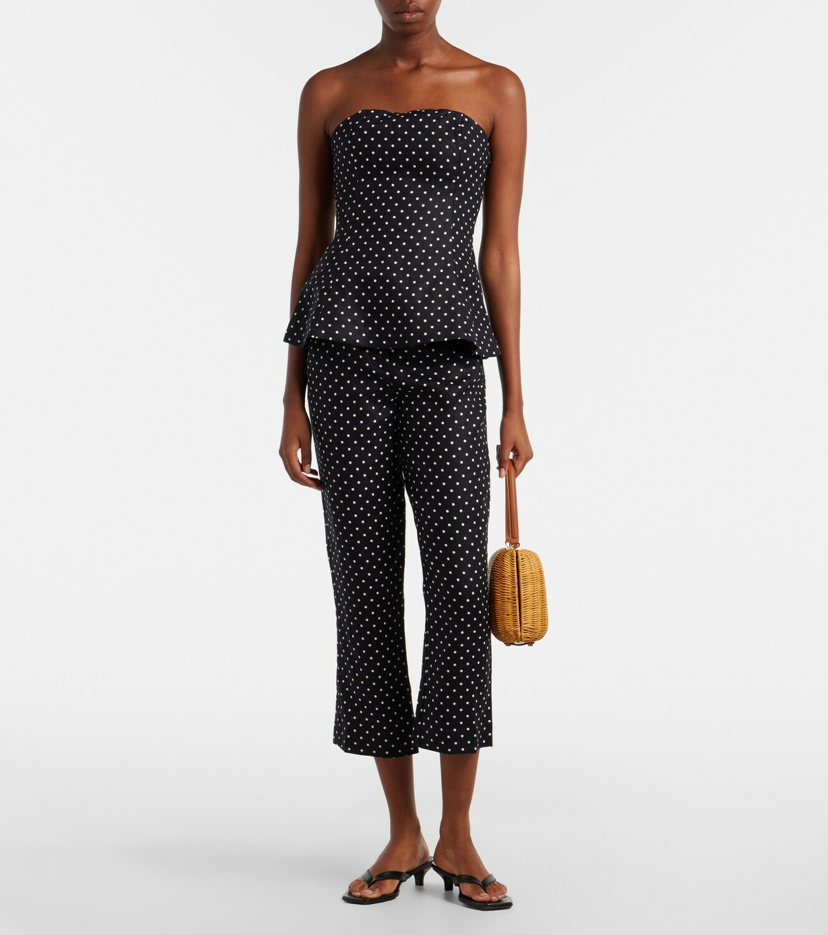 Faithfull Iria polka-dot linen capri pants