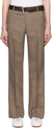 International Gallery BEAMS Brown Polyester Tweed Semi-Wide Trousers