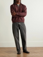 A.PRESSE - Vintage Cotton-Jersey Half-Zip Sweatshirt - Burgundy