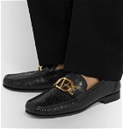 Versace - Horsebit Logo-Embossed Leather Loafers - Black