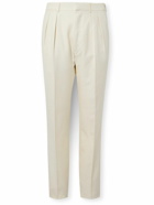 TOM FORD - Atticus Slim-Fit Straight-Leg Pleated Silk Trousers - Neutrals