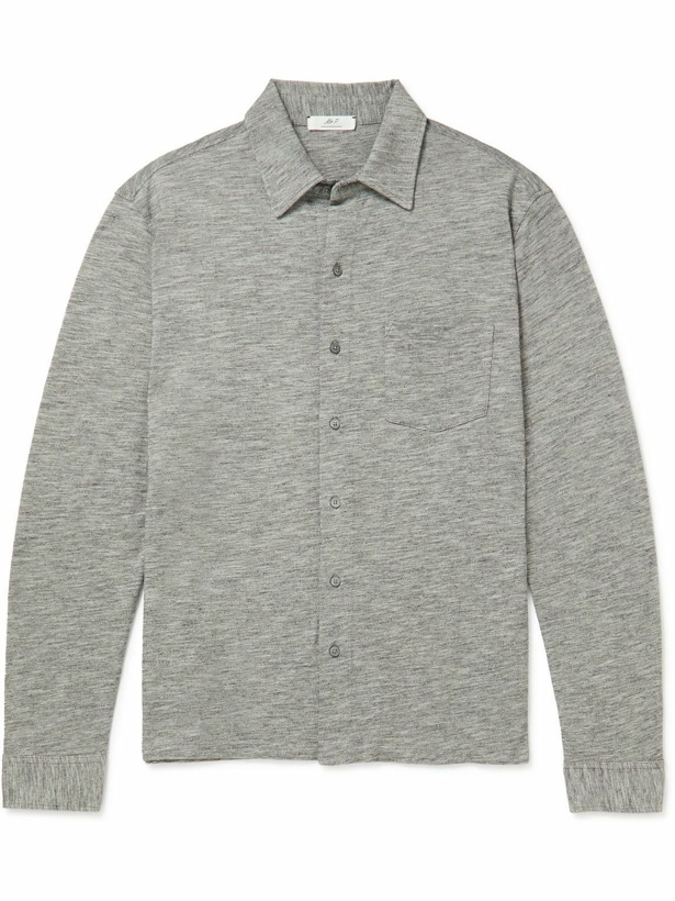 Photo: Mr P. - Mélange Organic Cotton-Piqué Shirt - Gray