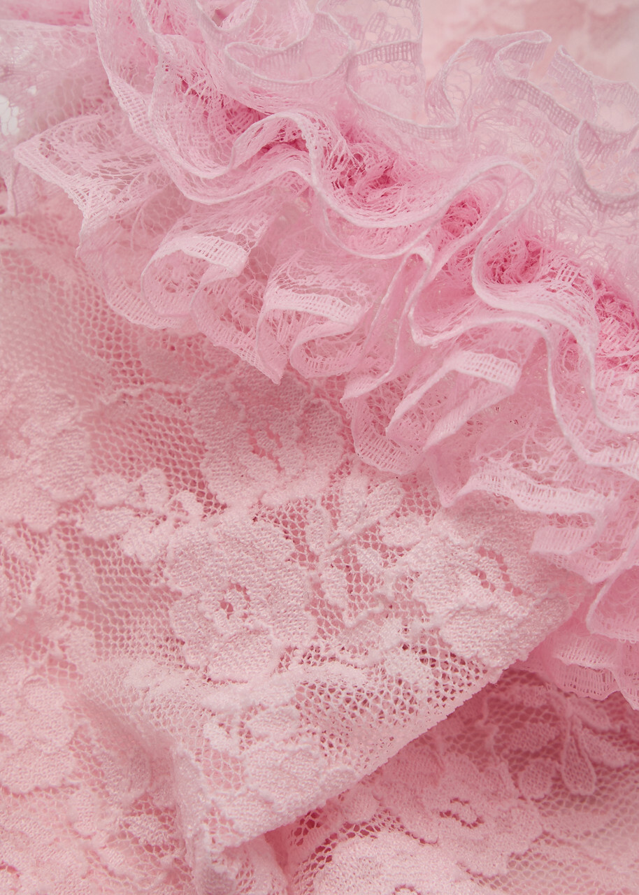 Self-portrait X Christopher Kane Ruffle-trimmed Lace Socks - Pink - One Size