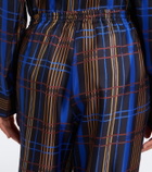 Asceno Aurelia plaid silk twill wide-leg pants
