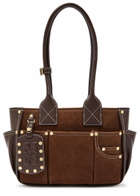 Ganni Posy Small Leather and Suede Shoulder bag - Dark Brown - One Size