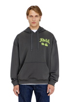 Diesel Cotton hoodie with flocked graphics - Sweaters Mens in Grey