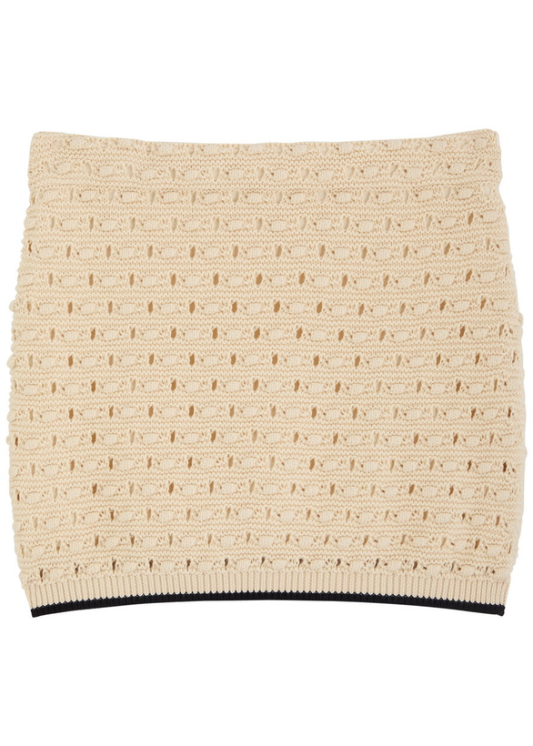 Photo: Frame The Bauble Open-knit Mini Skirt Cream