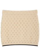 Frame The Bauble Open-knit Mini Skirt Cream