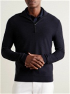 Bogner - Lias Slim-Fit Virgin Wool and Cotton-Blend Half-Zip Sweater - Blue