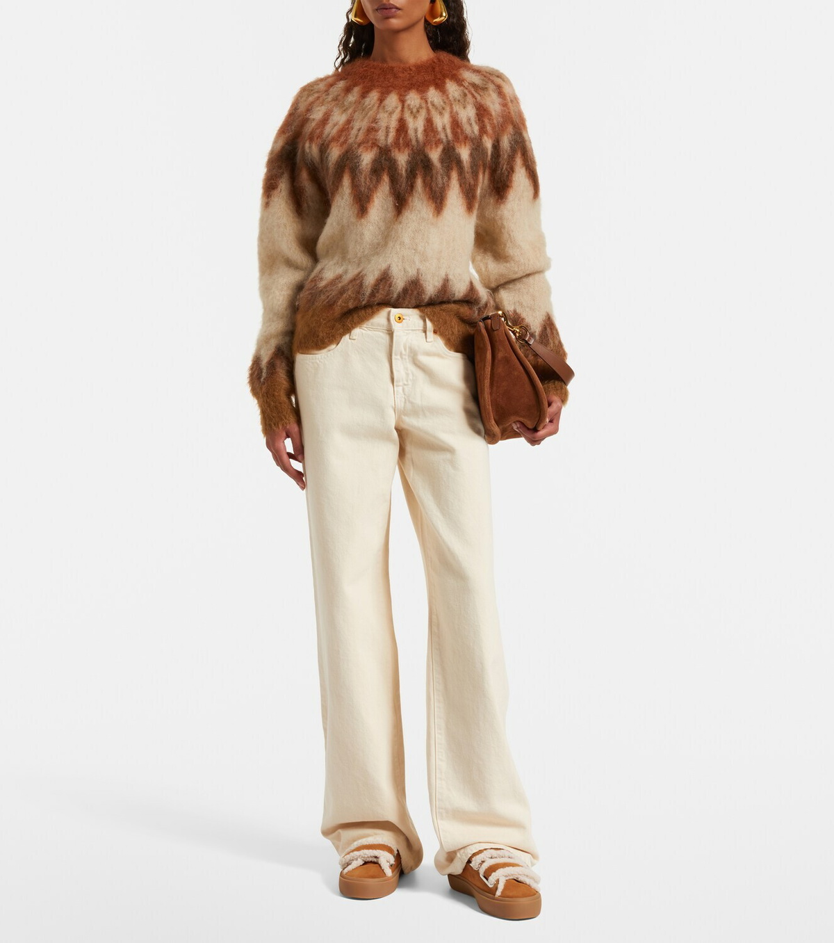 Inuikii Shearling-trimmed suede low-top sneakers