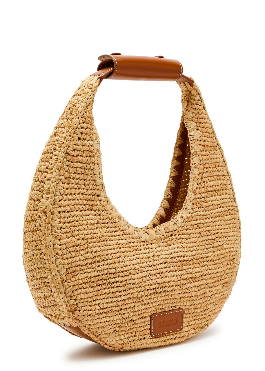 Staud Leather-trim Raffia Shoulder bag - Natural - One Size