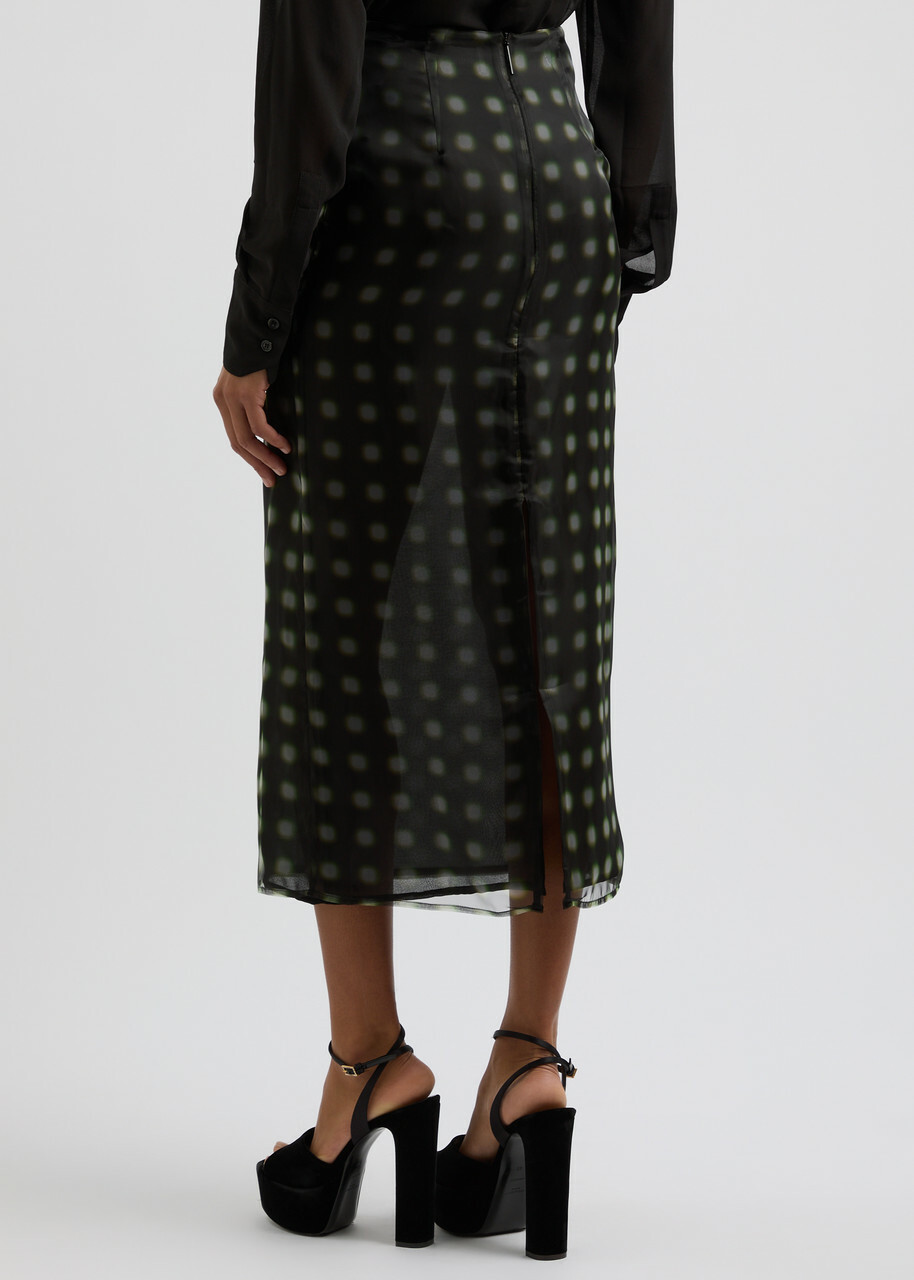 16 Arlington Dia Printed Chiffon Midi Skirt Green
