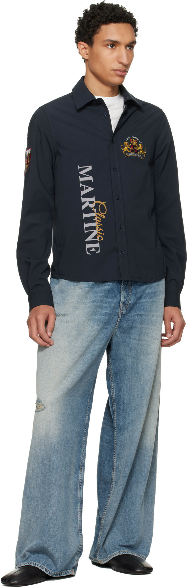 Martine Rose Navy Sleazy Sports Shirt