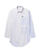 LOEWE - Asymmetric Logo-Embroidered Pinstriped Cotton-Poplin Shirt - White