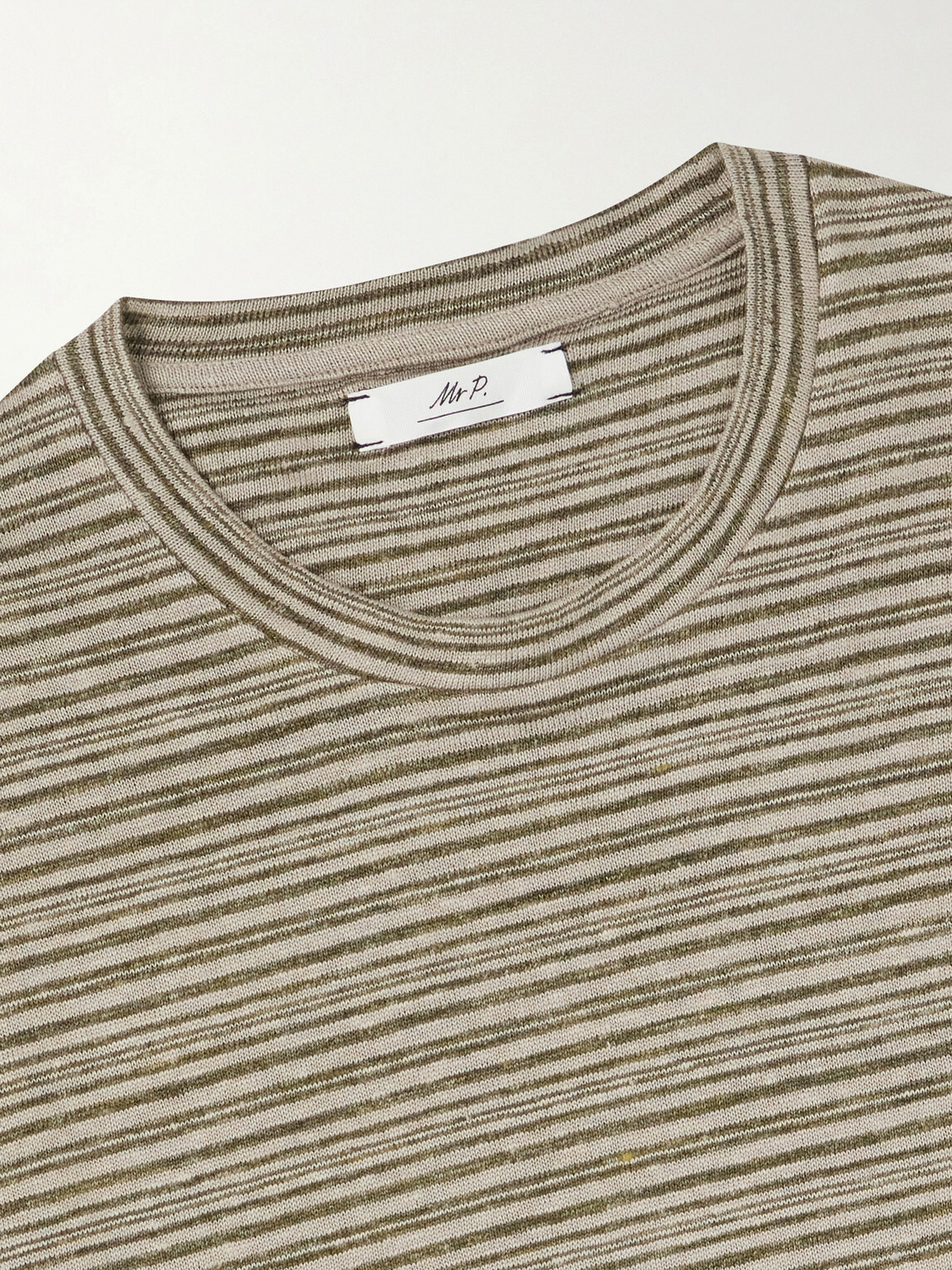 Mr P. - Knitted Striped Linen T-Shirt - Green