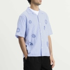 Wax London Men's Didcot Seersucker Doodle Vacation Shirt in Blue/Ecru