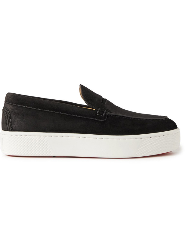 Photo: Christian Louboutin - Paqueboat Suede Penny Loafers - Black
