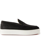 Christian Louboutin - Paqueboat Suede Penny Loafers - Black