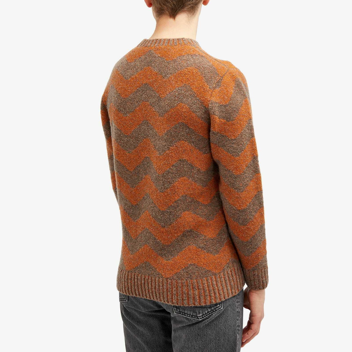 Country Of Origin Men's Thames Stripe Knit Jumper in Light Brown/Orange