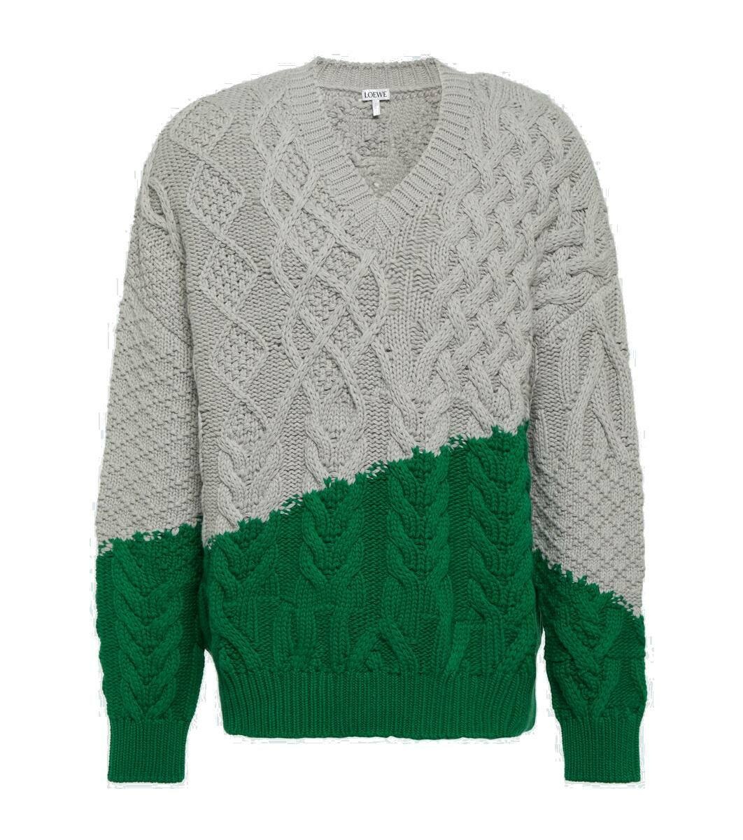 Photo: Loewe Colorblocked cable-knit wool sweater