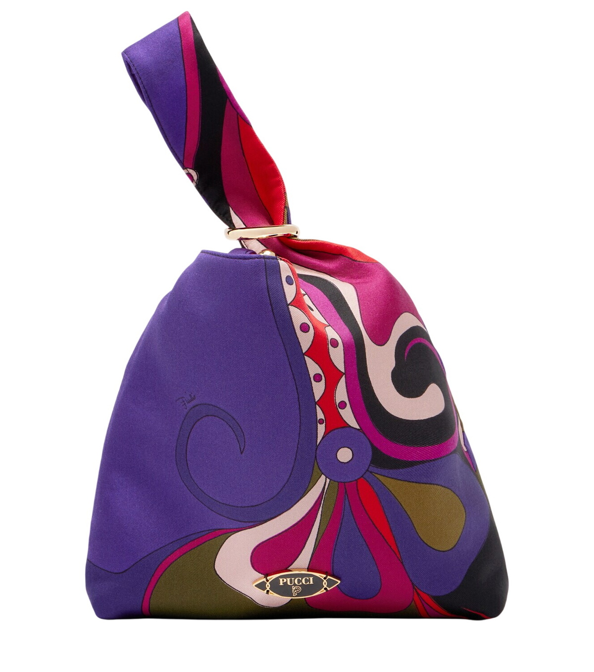 PUCCI Basket Straw & Twill Shoulder Bag Emilio Pucci