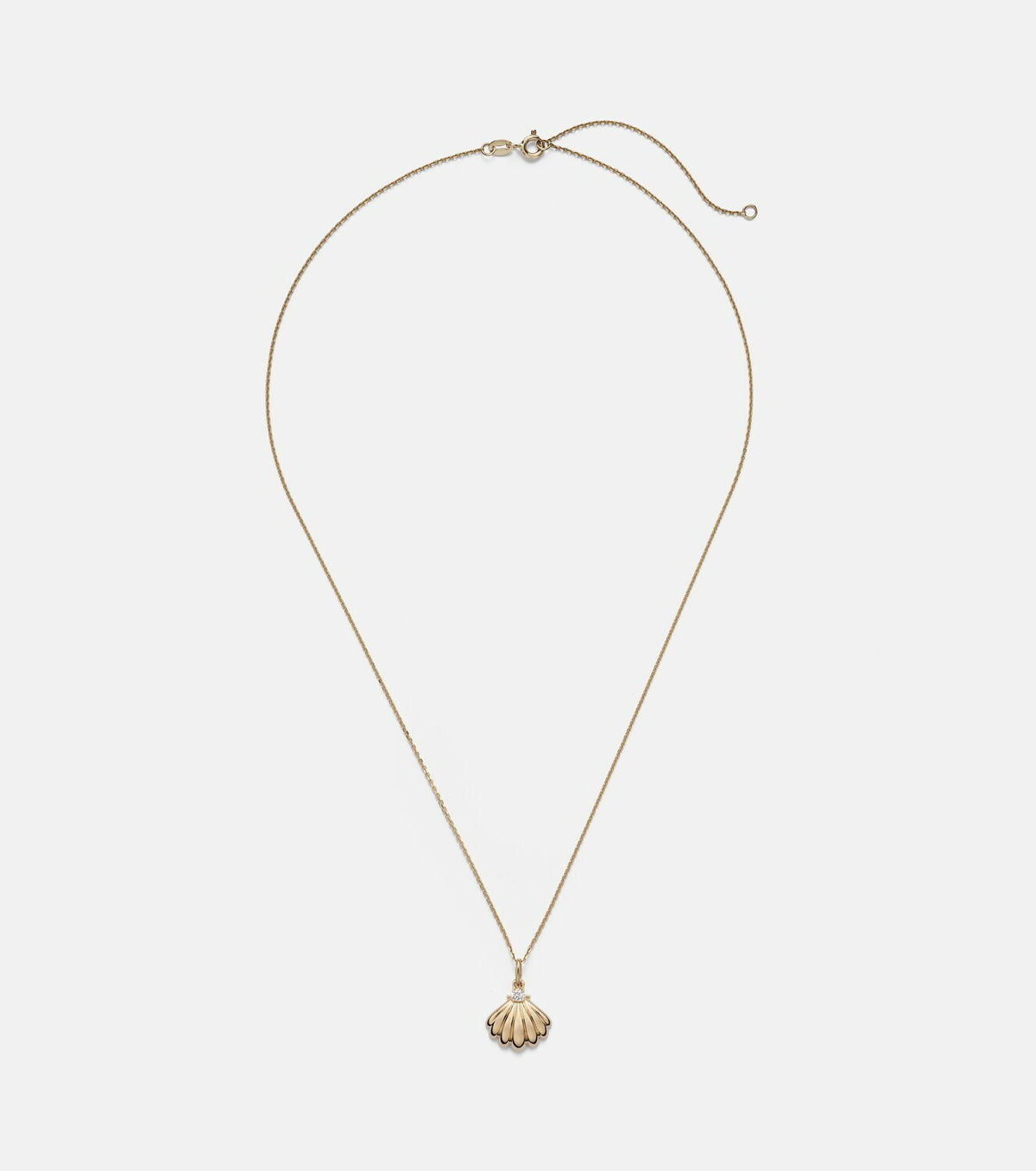 Stone and Strand Vintage Scallop Shell 14kt gold necklace with diamonds
