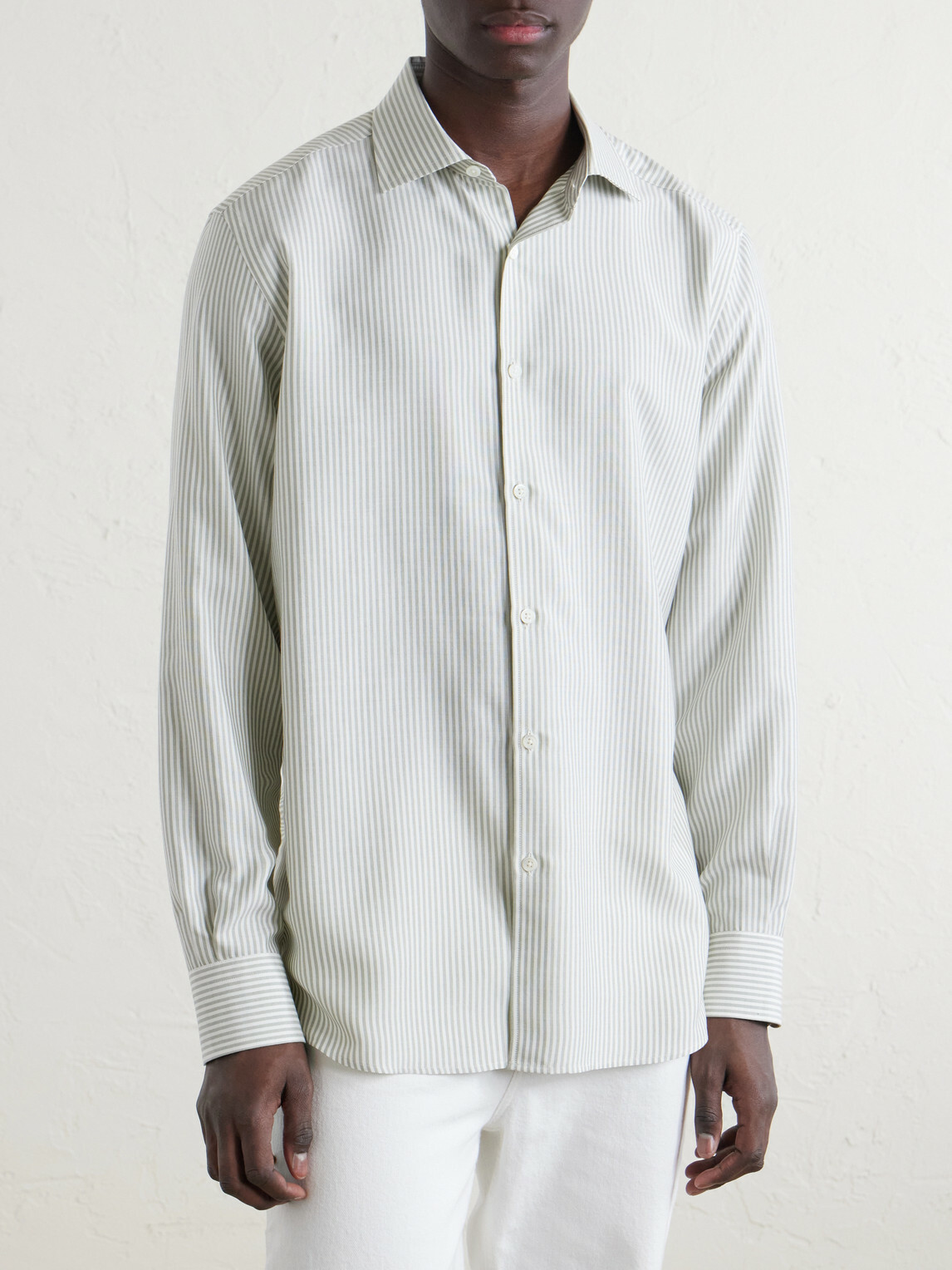 Zegna - Striped Silk Shirt - Green