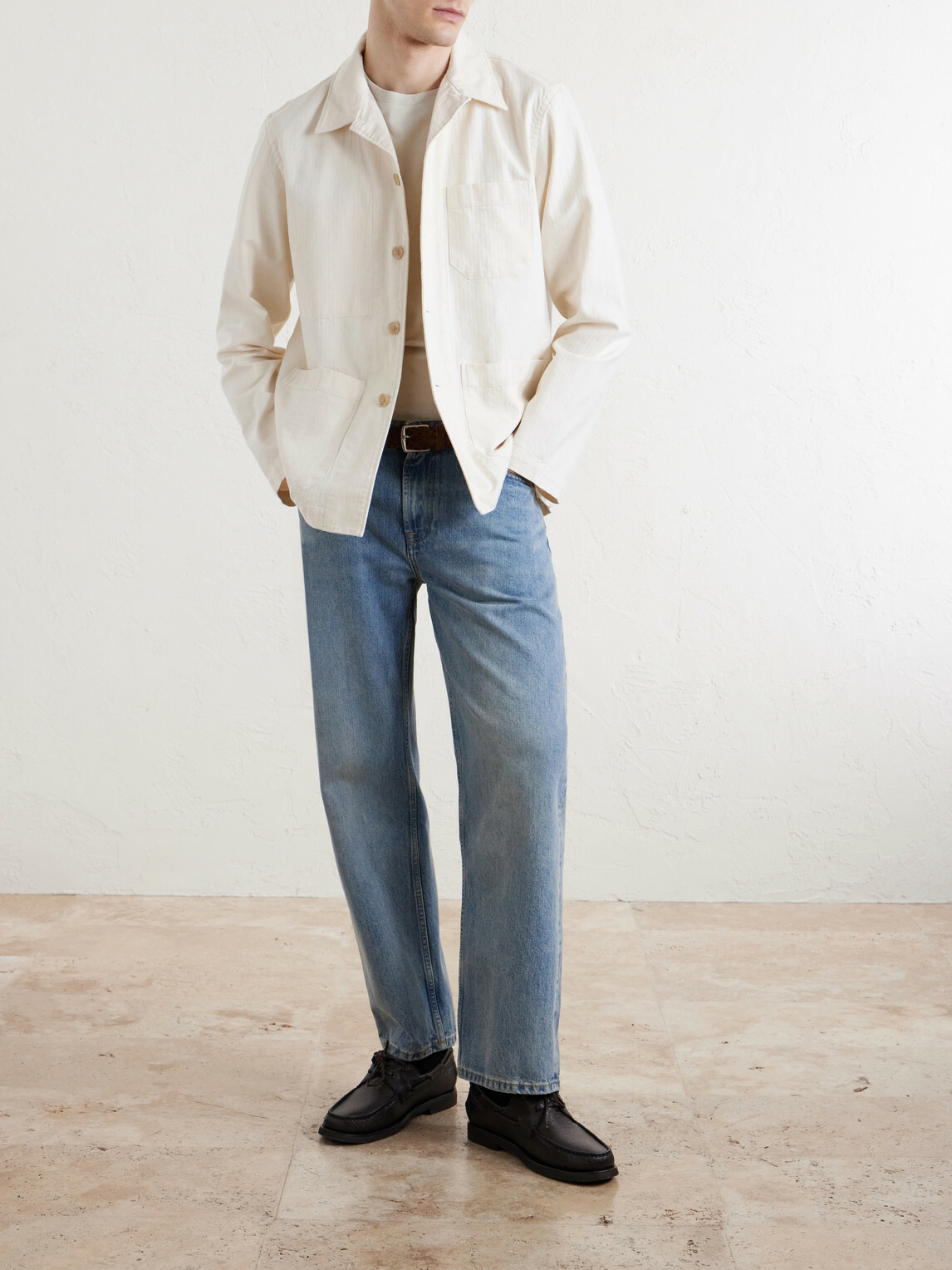 Hartford - Perry Herringbone Cotton Jacket - Neutrals
