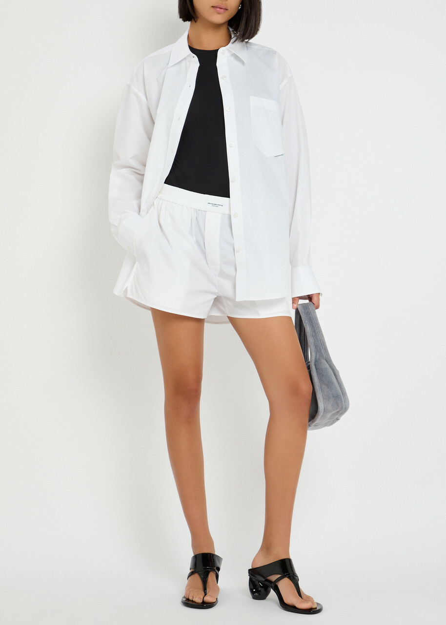Alexanderwang.t Classic Boxer Cotton-poplin Shorts White