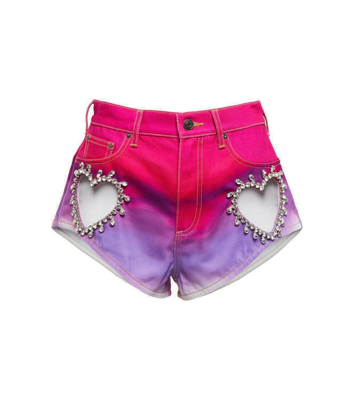 Photo: Area - Embellished ombré denim shorts