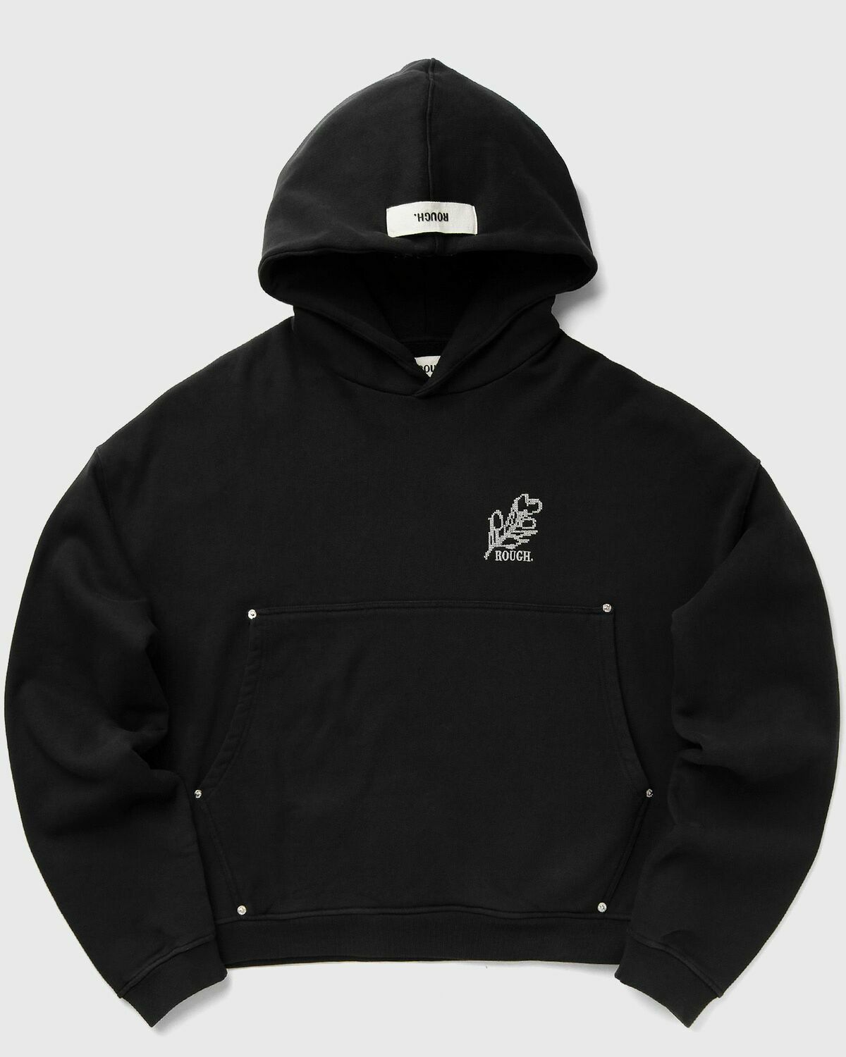 Rough. Olive Emblem Hoodie Black Hoodies