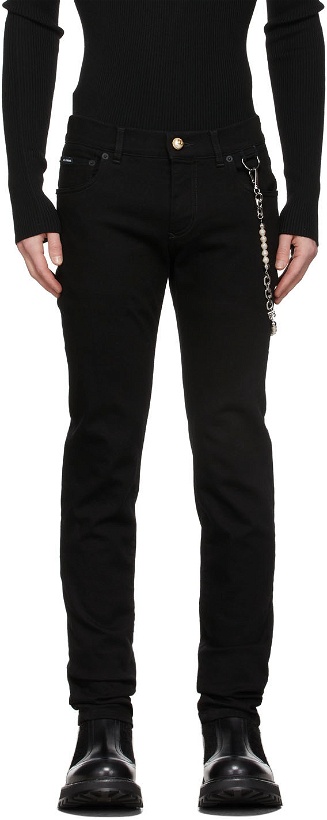 Photo: Dolce & Gabbana Black Skinny Pearls Jeans