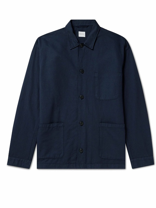 Photo: Sunspel - Cotton and Linen-Blend Twill Shirt Jacket - Blue