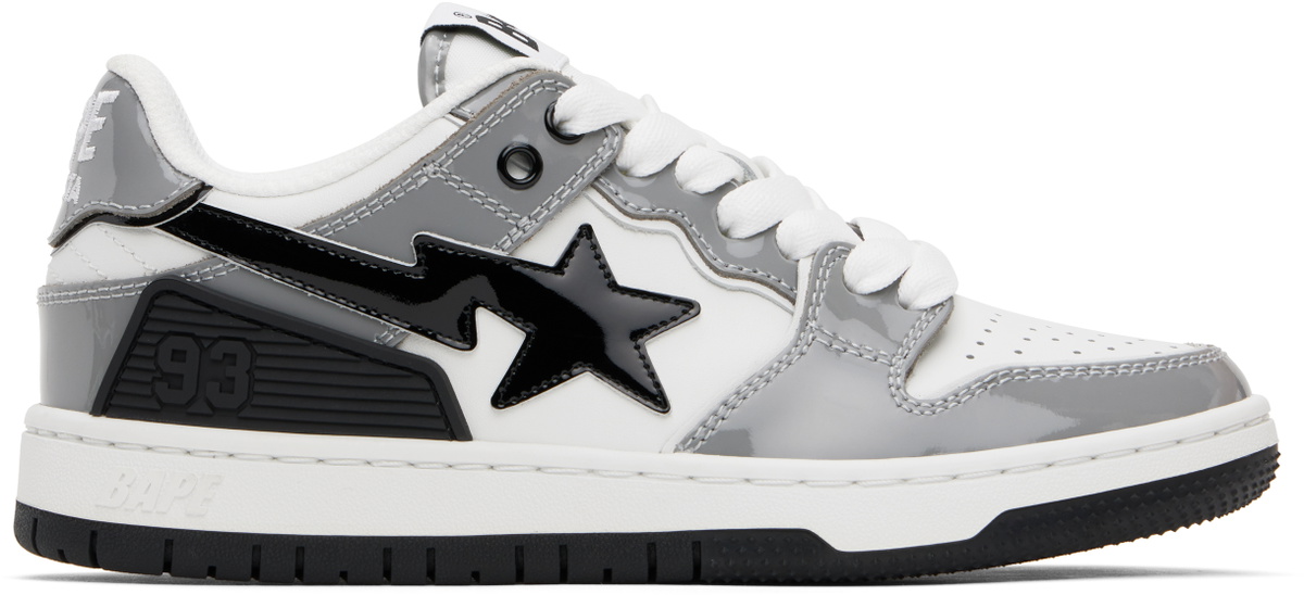 BAPE Gray & White Sk8 Sta #2 Sneakers A Bathing Ape
