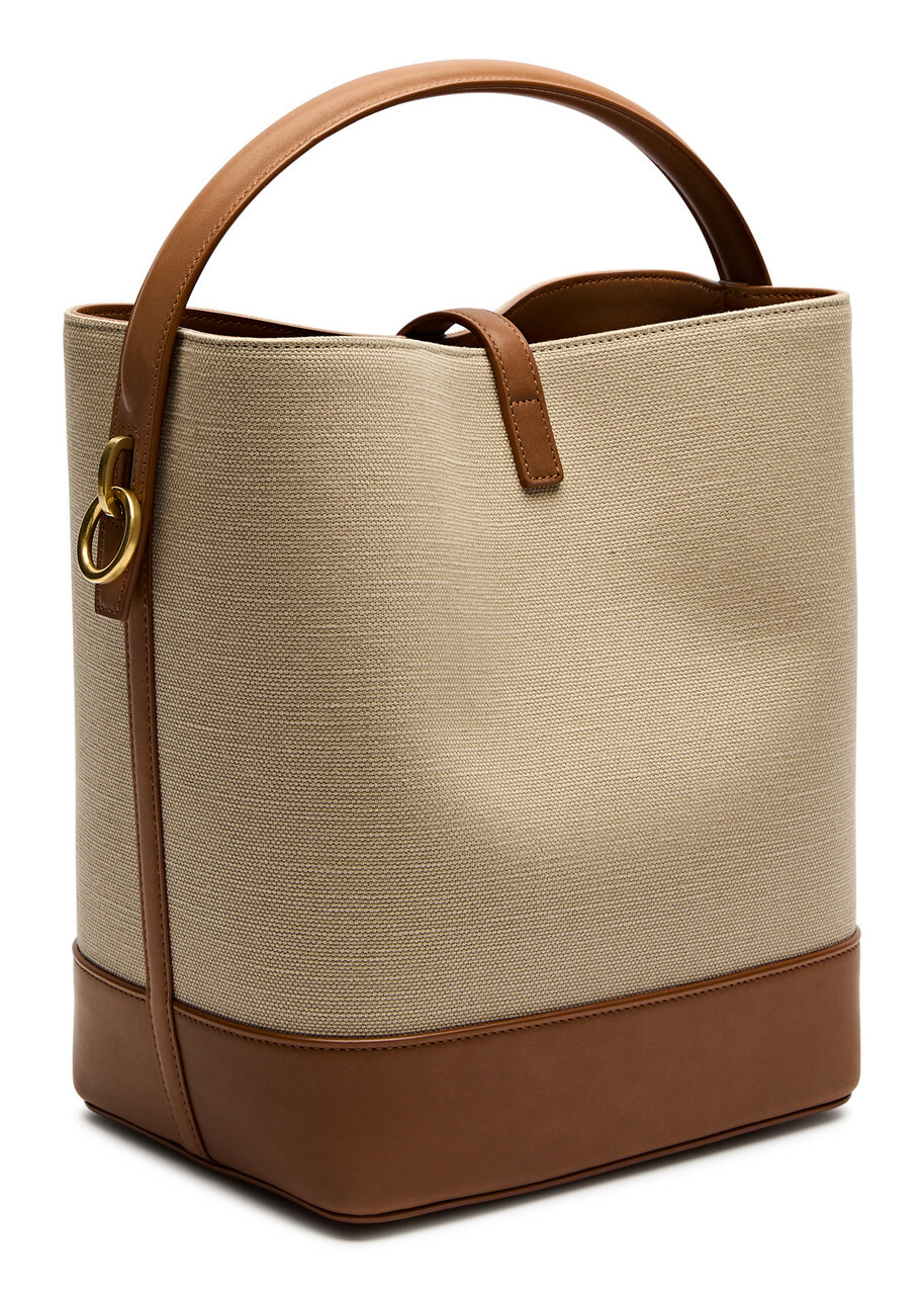 ハンドバッグ Saint Laurent Canvas And Leather Le 37 Satch Saint Laurent Le 37 Canvas Bucket bag - Natural - One Size