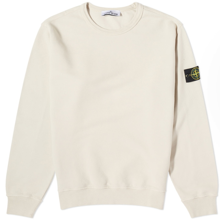 Photo: Stone Island Men's Garment Dyed Crew Sweat in Plaster