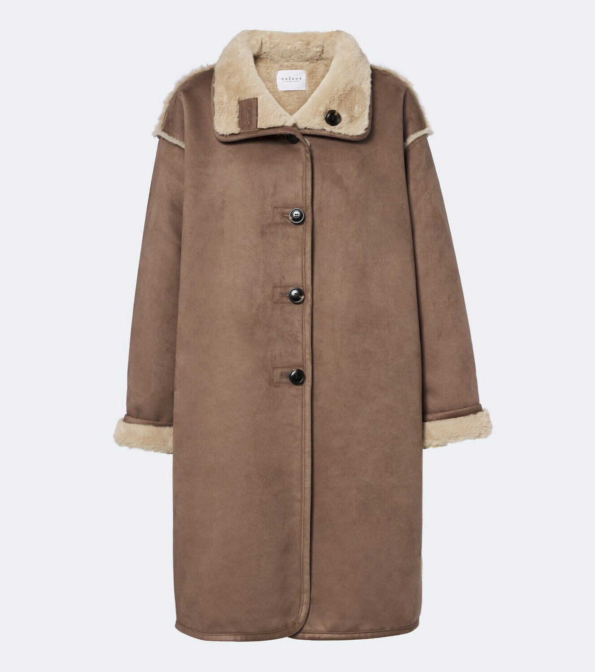 Velvet Yves teddy-trimmed coat