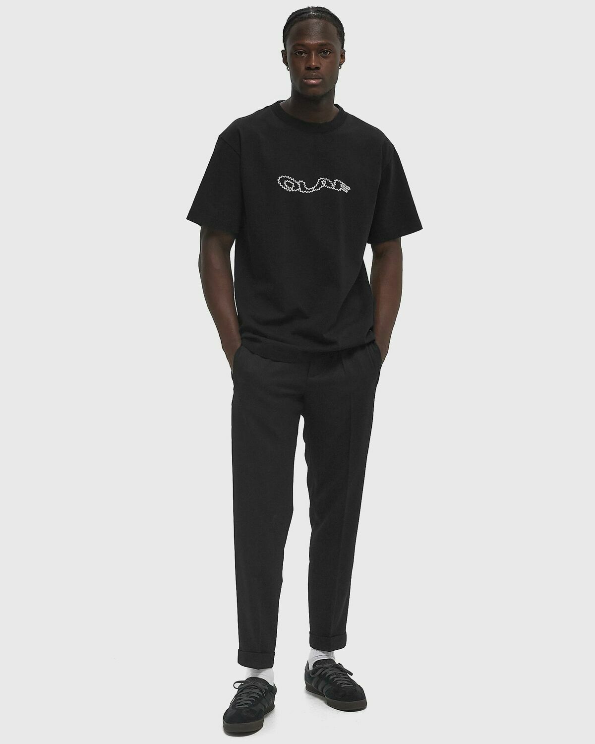 ØLÅF SLIM ELASTICATED TROUSER Black Mens Casual Pant