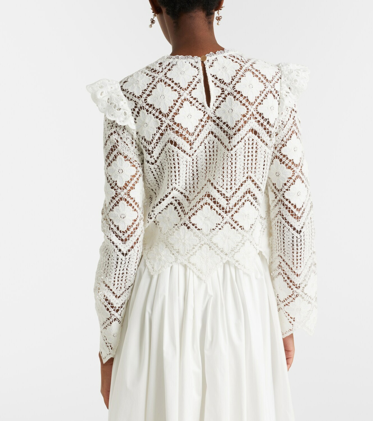 Self-Portrait Crochet ruffled top