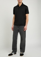 Emporio Armani Logo-embroidered Jersey Polo Shirt Black