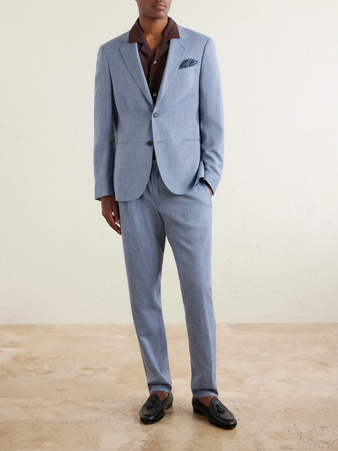 Mr P. - Wool, Silk and Linen-Blend Suit Jacket - Blue