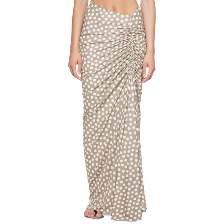Photo: ALAÏA Taupe Polka Dots Gathered Maxi Skirt