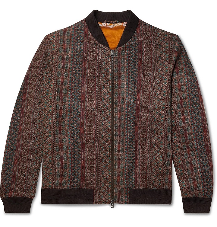 Photo: Etro - Wool and Silk-Blend Jacquard Bomber Jacket - Burgundy