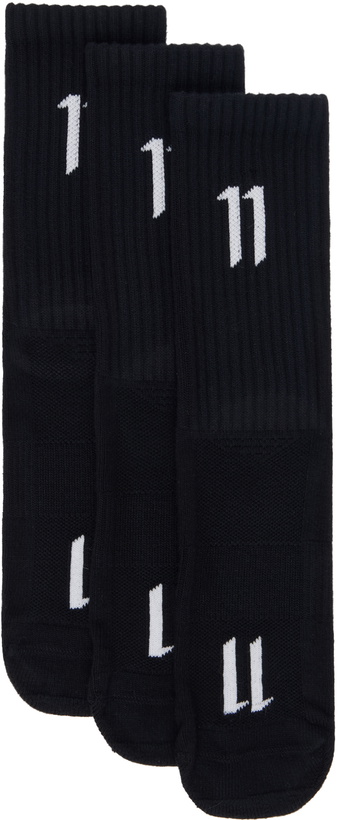 Photo: 11 by Boris Bidjan Saberi Three-Pack Black Socks