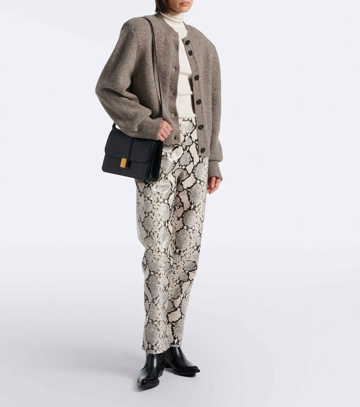 Róhe Snake-effect leather straight pants