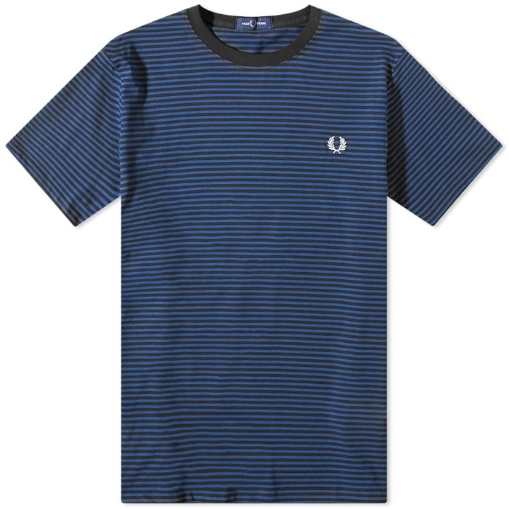 Photo: Fred Perry Men's Fine Stripe T-Shirt in Shaded Cobalt/Navy