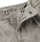 Lardini - Miami Slim-Fit Pleated Mélange Linen Drawstring Trousers - Gray