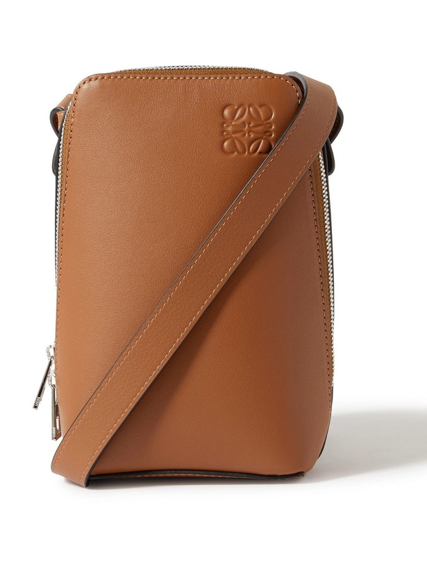 Photo: Loewe - Logo-Debossed Leather Messenger Bag