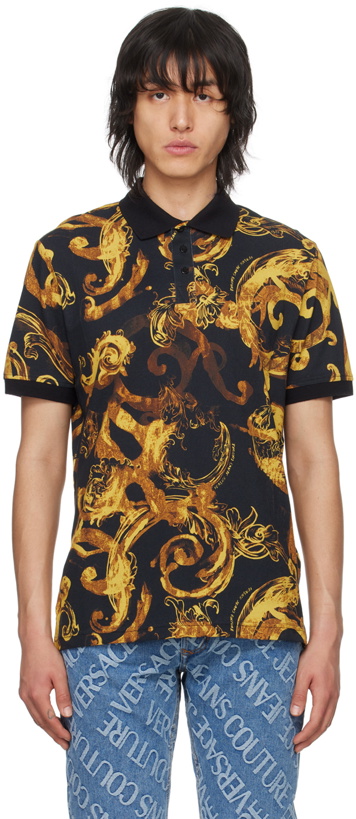 Photo: Versace Jeans Couture Black Watercolor Couture Polo
